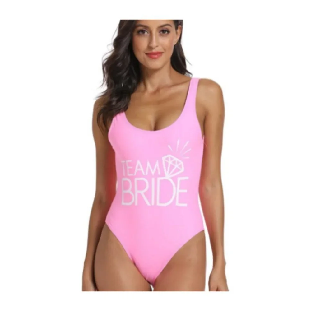 ✨ Bride Diamond Print One Piece Swimsuit Bathing Suits S Hot Pink